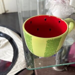 Green Striped Watermelon-Inspired Ceramic Mug
